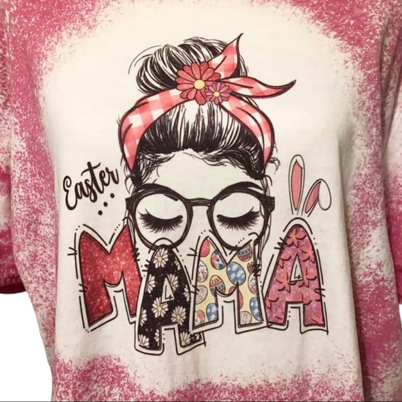 EASTER MAMA Hand Bleach Dyed Graphic Tee - Picture 4 of 4